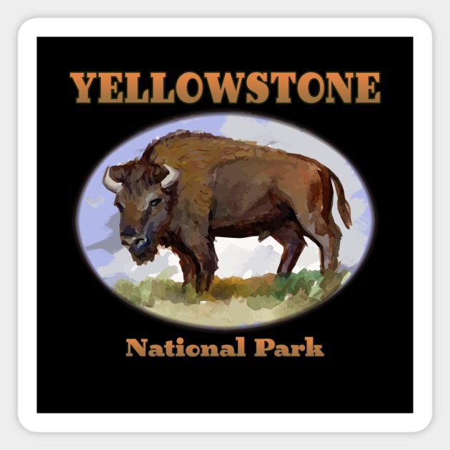 Yellowstone National Park - Bison - Sticker by jdunster